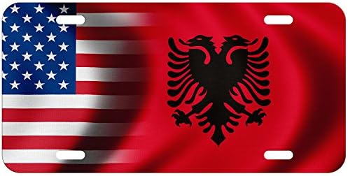 Aluminijski registarskih oznaka ExpressItBest visoke kvalitete - Zastava Albanije (Albanski) - Waves/SAD