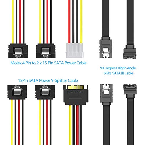 4KOM Profesionalni Kabel razdjelnik napajanja SATA, od 4-pinskog do 2x15-pinskog kabla za napajanje SATA i SATA