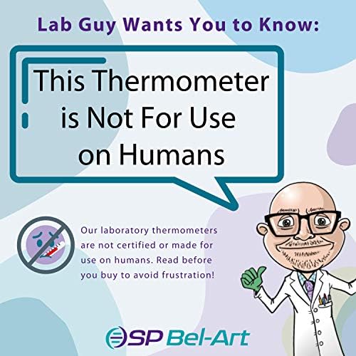 SP Bel-Art, Laboratorijski termometar H-B DURAC Plus Oklopnih tekućinom U staklu; Od -10 do + 205 ° C, Roniti 76 mm, Punjenje organskom tekućinom (B60740-0300)