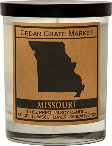 Missouri Kraft-Label Aroma Sojino Svijeća, Začini, Cvijet Duhana, Sandalovo drvo, Svijeća u staklenku 10 unci,