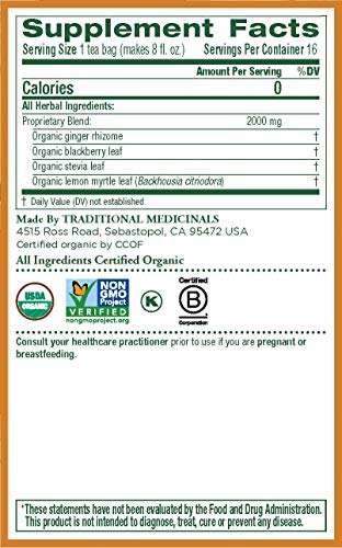 Tradicionalni lijekovi Organski Čaj s đumbirom za probavu, 16 vrećice Čaja (Pakiranje po 3 komada)