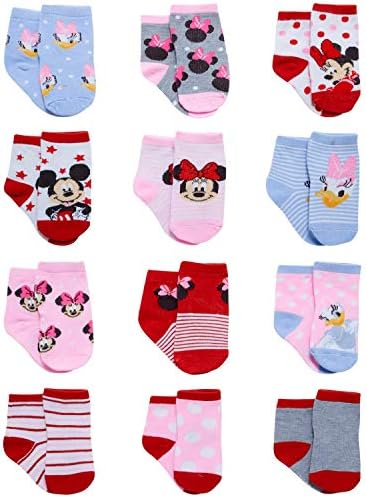 Čarape za djevojčice Disney - 12 komada Minnie Mouse, Daisy, Princeza Disney (Veličina: 0-24 m)