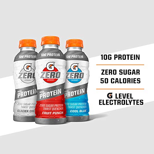 Gatorade Zero S Протеином, 10 g Изолята proteina Sirutke, Nula Šećera, Elektrolite, Voće Punch, 16,9 Fl Oz,
