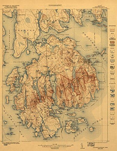 1922 kartica Maine|Veličina 18x24 - Spreman za registraciju| Acadia National park|Maine|Topografski|