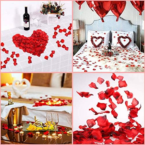 Голрей 40 Komada Volim Te Balone i baloni sa srca Set od 1000 Komada Tamno Crvene Svilene Latice Ruže Vjenčanje
