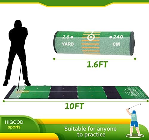 Tepih za golf HIGOOD,Zelena za golf,10×1,6 ft, Tepisi za golf s torbicom za nošenje,Сверхмощные Tepisi za golf,golf
