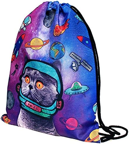 Van Caro 3D Galaxy Mačka ruksak na uzice sa žice, lagana torba za sport, torba-авоська za kupovinu, Sportska
