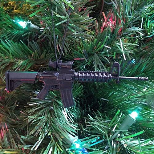 AR15 Puška Božićni Ukras Crno - Pokloni Lov, Ljubitelji Oružja Veterani, Vojnici Muškarci - Vojna Policija Vojske