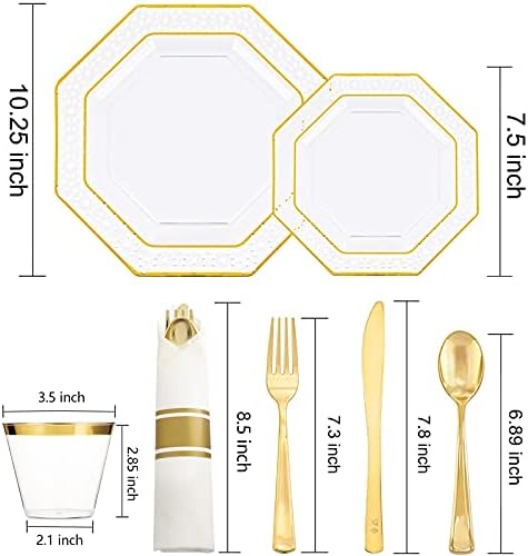 DaYammi 30 Najboljih Zlatnih Prozirne Plastične Tanjure i Zlatnih Plastičnog Pribora za jelo i Zlatni Plastične