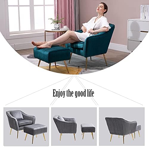 Moderne Fotelje za vaš dnevni boravak s otoman, Baršunasto Stolica s naglaskom Stolica s Lumbalna Jastuka, Stolice