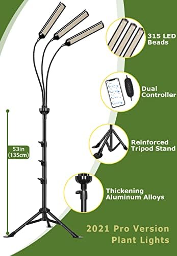 Biljni svjetlo, Claoner 315 LED Svjetiljka za uzgoj s postoljem za Uzgoj biljke Cijeli Niz, daljinski Upravljač