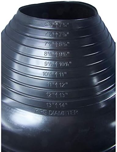 Dektite Premium 8 Crni metalni krovni dimnjak od EPDM, Kvadratni baze, Promjer cijevi od 6-3/4 do 14