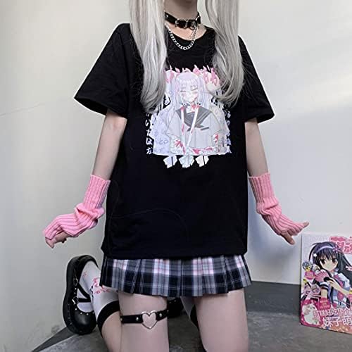 Kawai Харадзюку Trendy Pastelnim Gotički Slatka Эстетичные Meke U Japanskom Stilu Anime Majica s Obolio Djevojkom