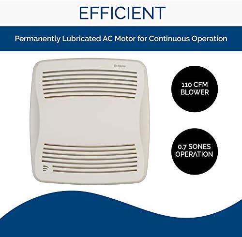 Ultra Tiha Ventilatora ventilator Broan-Nutone QTXE110S, Ispušni ventilator za kupatilo i kuće, Certifikat ENERGY
