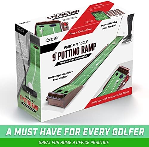 GoSports Pure Putt Golf 9' Puting Green Ramp - Kvalitetan drveni studija vodič za kućne i uredske treninga za