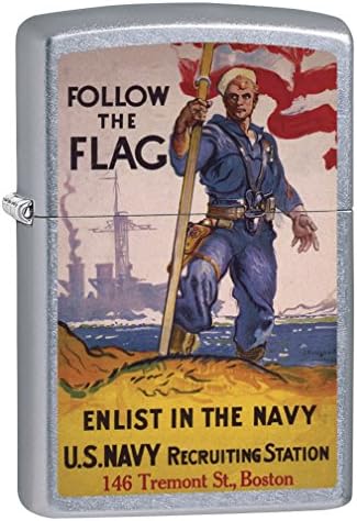 Upaljač Zippo: Ratni Plakat, ratna MORNARICA SAD-a Slijede Zastavom - Ulični Krom 79368