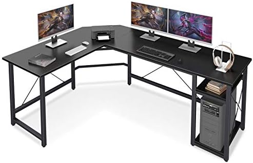 Coleshome L-oblika Računalni stol 66 s police za pohranu Gaming L-oblika desk za Kućni Ured je Drvo i Metal,