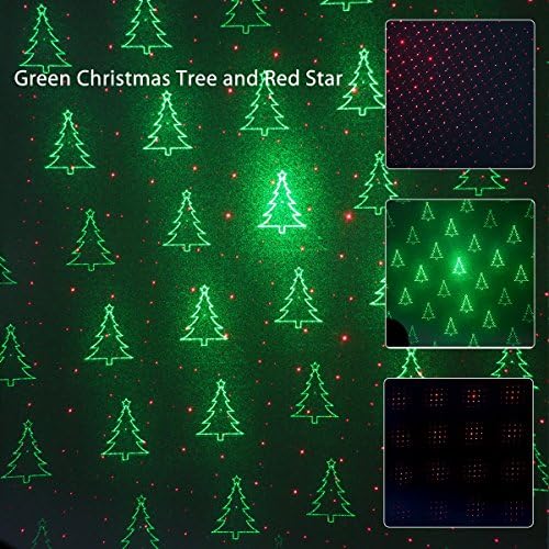 1byone Laserski svjetla sa Zelenom Božić božićno drvce i Crvene zvijezde, Klasa IIIA, Snaga 2,0 Mw, Projekcija