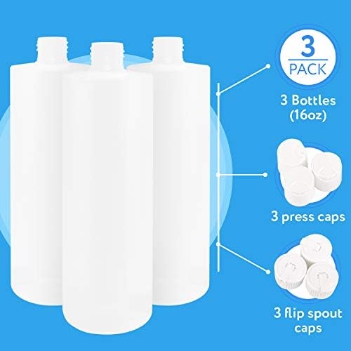 3 Pakiranje 16 ml Plastična boca sa 6 poklopcima 2 stilove - Bez BPA, bez lateksa, Hrane, pića, Odlično za šampon,