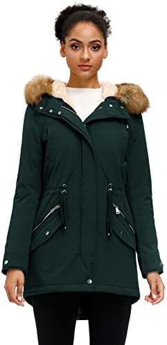 Ženska topla zimska jakna sa kapuljačom Royal Matrix kaput s runo podstava, duga zimska jakna sa volanima od