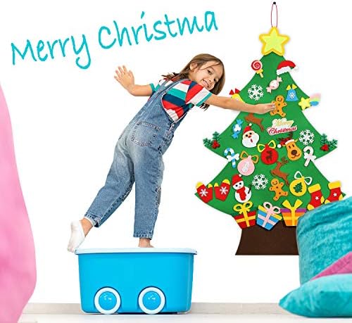 Filc Božićno drvce - 3,6 ft 3D DIY Skup za djecu s 36 Stavke Dekor s ornamentika, Zidne Ukrase za Božićno drvce