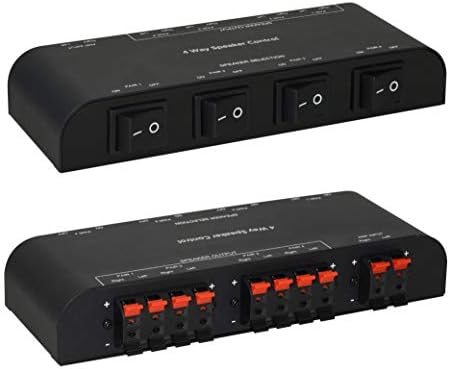 Xtrempro 61050 2-4-sistemski Prekidač zvučnika, Par dva stereozvučnika od 1 do 2 izlaza do 1 od 4 Izlaza, Selektor dva stereozvučnika S клеммными klipovi, Metalna Đonovi kutija - Crna (1 x 4 načina)