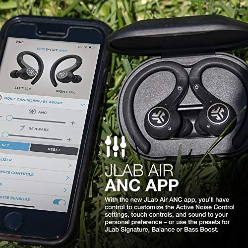 JLab Epic Air Sport ANC True Wireless Bluetooth 5 Slušalice | Slušalice za trening | IP66 Zaštita od znojenja