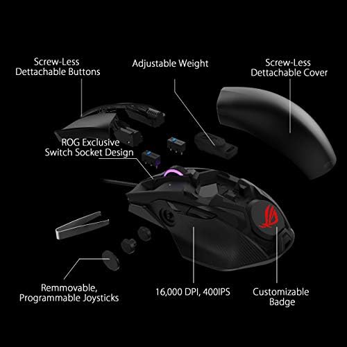 Optička gaming miš ASUS - Core ROG Chakram | Žičano Gaming Miš | Programabilni Navigacijska tipka, Senzor 16000