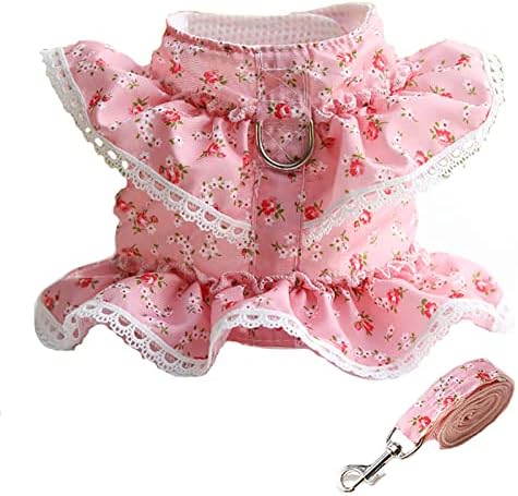 Prsluk za шлейки odjeće za pse sa skupom поводков, Щенячья шлейка s ružičastim cvijetom, Slatka cvjetne čipke