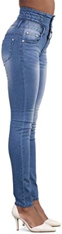 Andongnywell Ženske visoke uske elastične Traperice Plus Veličine s visokim strukom Seksi uske traperice hlače
