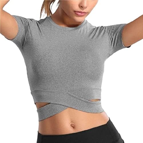 Bontierie Ženske skraćeni majice s okruglog izreza i trbuščić, Sportska košulja dugih ili kratkih rukava yoga,