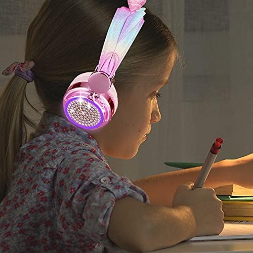 Dječji Slušalice KORABA Bluetooth, Led Svjetla Promjena Boje Bežične Slušalice-Jednoroge za Djevojčice/Dječaci/Poklon