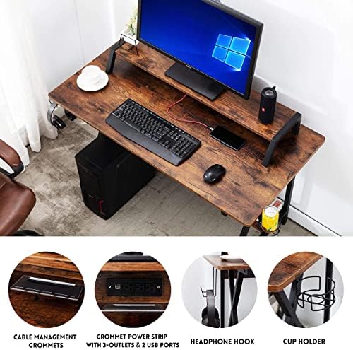Računalni stol, Računalo stol sa police za knjige, Radni stol s postoljem za monitor, desk za kućni Ured 47