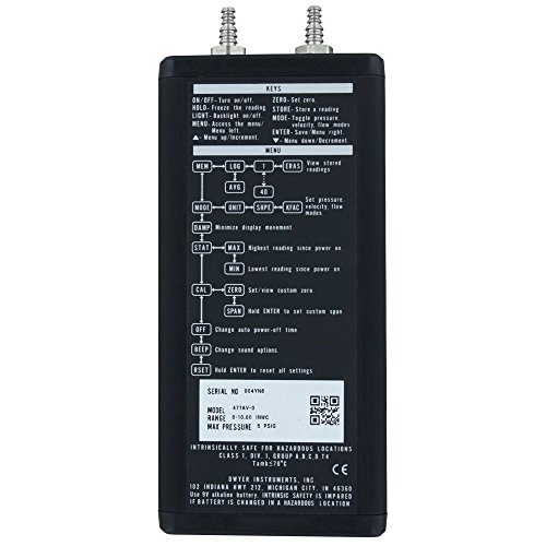 Ručni digitalni Tlakomjer Dwyer 477AV, 477AV-000, 0-1 wc, Profili brzine/protoka zraka