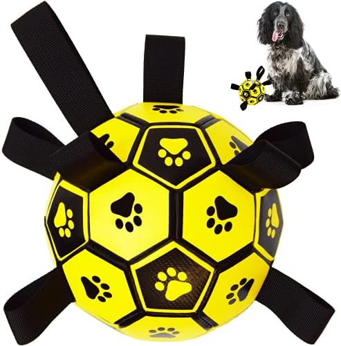 Igračka za pse, Nogometna lopta za pse s remenčićima za igre na tow i bazena. Interaktivni Lopta za pse Fetch;