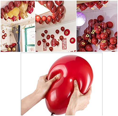 FOTIOMRG 100 kom Rubin-crvene latex Večernje Baloni,10-inčni Crveni baloni premium klase s helij, Crvena sjajna