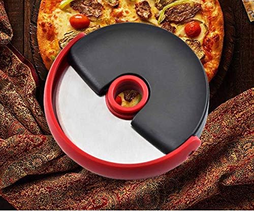 Okrugli nož za pizzu, oštar nož za rezanje pizze od nehrđajućeg čelika, uključujući zaštitni poklopac za nož