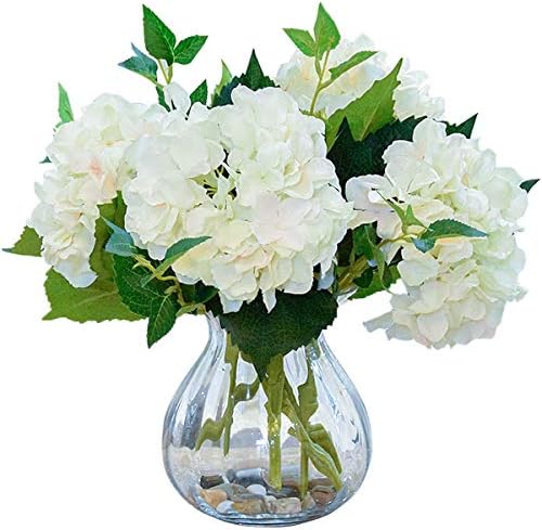 Foraineam 4 Pakiranje umjetnog Buketa cvijeća Hortenzija Umjetno Cvijeće Hortenzija od bijele svile sa stabljikama
