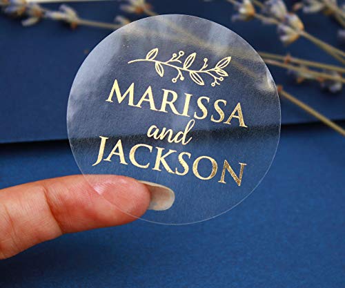 Personalizirane Zlatne Koverte s Pečatima Prozirne Naljepnice Za Vjenčanje Naljepnice Za svadbeni tuš Naljepnice Folije