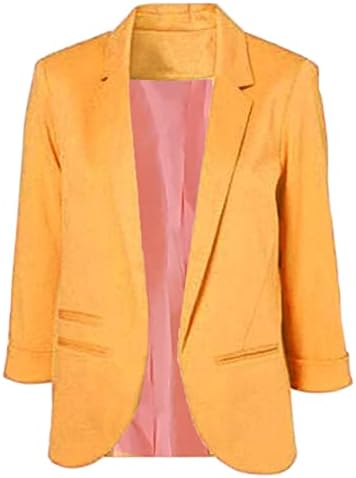 Lrady Ženski casual blazer s otvorenim prednji dio, 3/4 rukava, s зазубренным džep na rever, radni i uredski