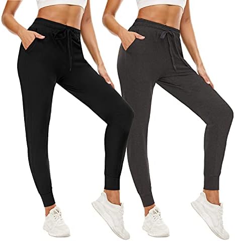 QGGQDD 2 seta trkača za ženske Sportske hlače s džepovima za vježbanje joge, Crnci sweatpants