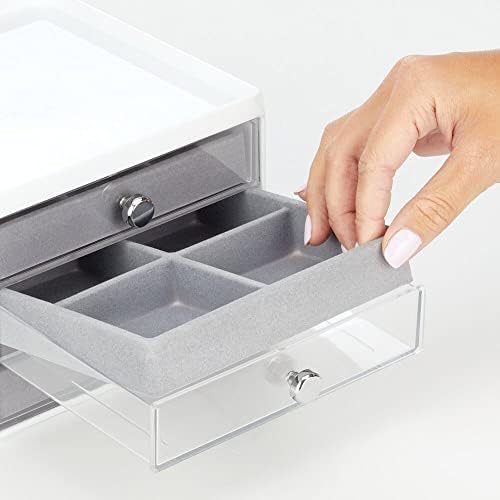 mDesign Plastična Kutija za organizer nakit s 3 ladice za pohranu na Ormar, Toaletni stol, Stolnih - Broji Naušnice,