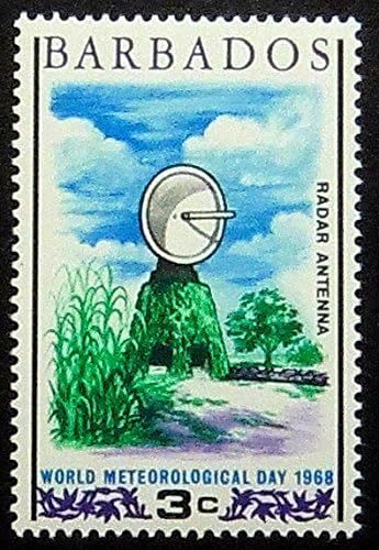 Svjetski meteorološki dan 1968 Radar Antena Barbados-Ručni Rad U Okviru Poštanske Marke Art 1207AM