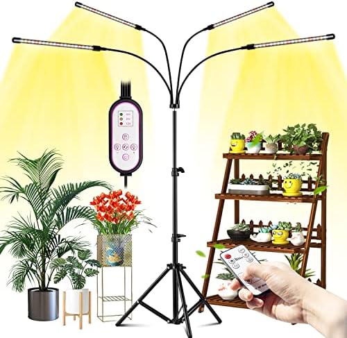 Lampe za uzgoj biljke, Sowinski Full Spectrum 4 Glave 80 led podne svjetiljke s postoljem za visoke i velike
