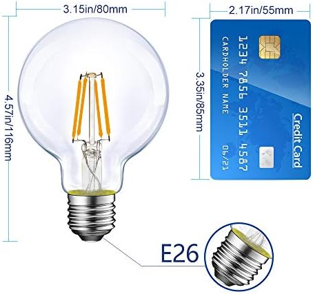 Energetski 12-Hrpa led žarulja promjenjive svjetline, Led Vintage lampa G25, Ekvivalent 60 W, 500 Lumena, Mekani