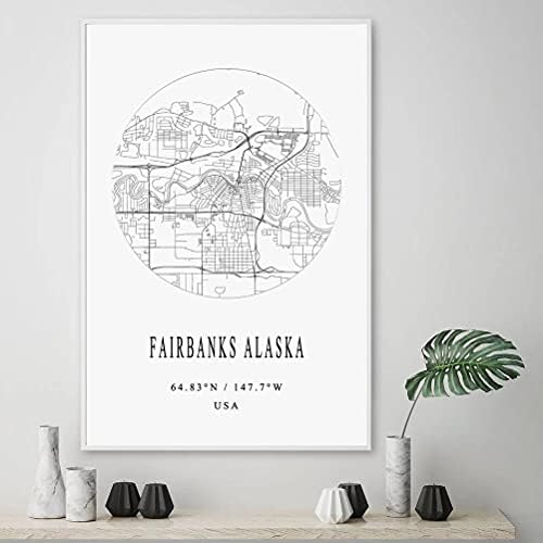 Fairbanks Aljaska SAD Plakat Kartica Ispis Zid Art Dekor Platnu, bez okvira Slika Poklon za putovanja 8×12 cm