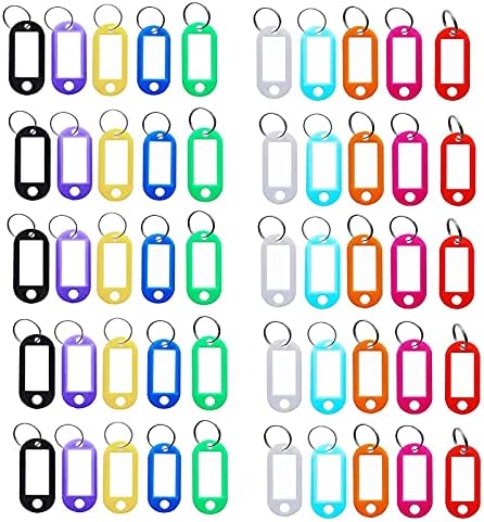 250 Komada Plastičnih Trice, s imenom id prozora etikete i Брелком za ključeve s razdvojenih prstenom,10 boja