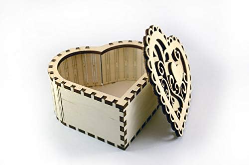 Mala Drvena Kutija za nakit u obliku srca od drveta SPL - 4 inča. - Kompaktan i elegantan - Odlična ideja za