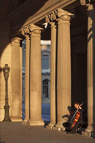 Pariz, Fotografija, muzej Louvre, violončelo, Violončelist, prolaz, ulični glazbenik, akustika, Francuska, Europa,