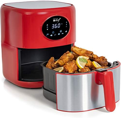 Digitalni friteza Deco Chef 3,7 QT sa 6 memorijskih mjesta za kuhanje, Led zaslon osjetljiv na dodir za upravljanje,